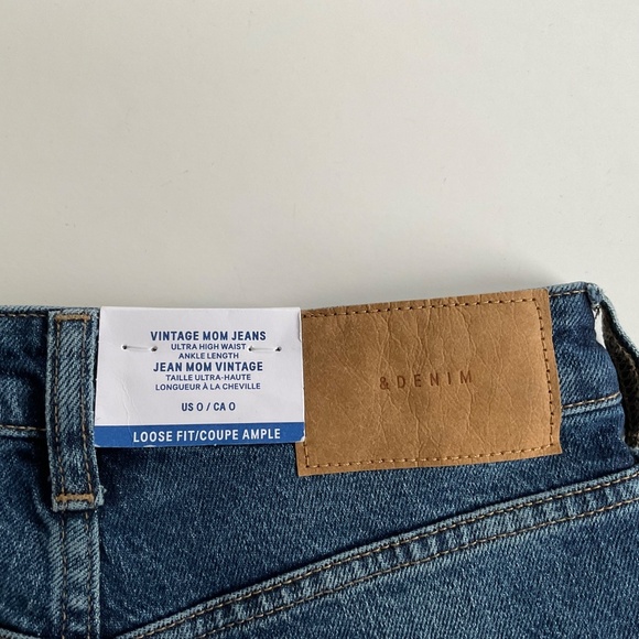 H&M Women’s Vintage Mom Jeans Sz 0 Blue Loose Fit High Waist Ankle Denim Classic - Picture 9 of 11